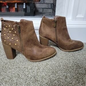 Maurices Super Cute Brown & Gold Bling Booties, Size 9